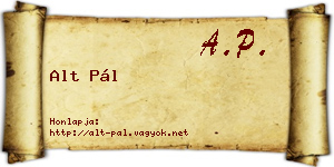 Alt Pál névjegykártya